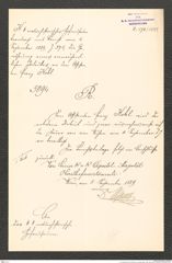 k.k. naturhistorisches Hofmuseum, Intendanzakten 1885-1896 (Hauer), Aktenzahl Z.594/1889, Seite 1